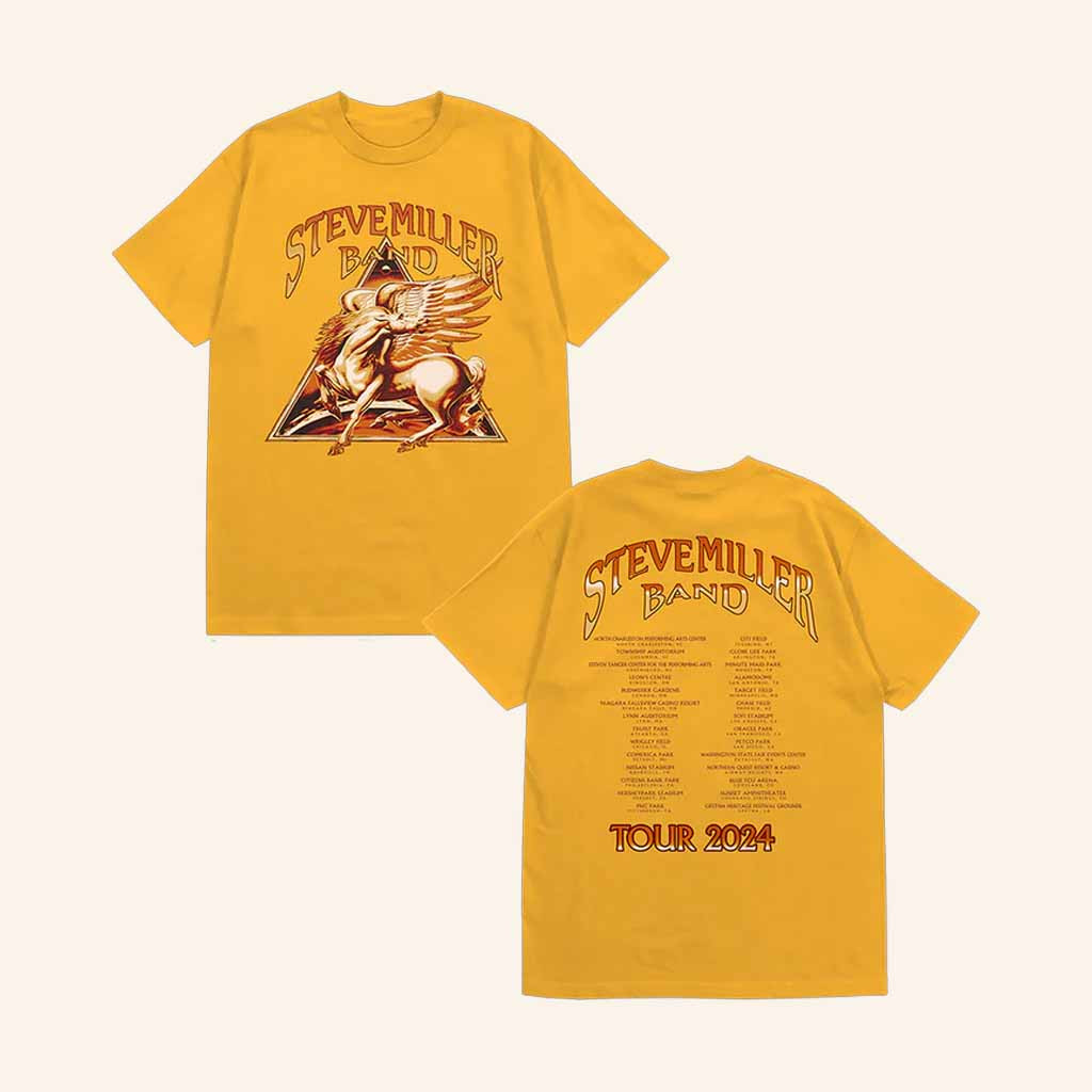 Steve Miller Band Merch Bronzed Black Pegasus Tour 2024 T-Shirt Music Gift Ideas For Guys
