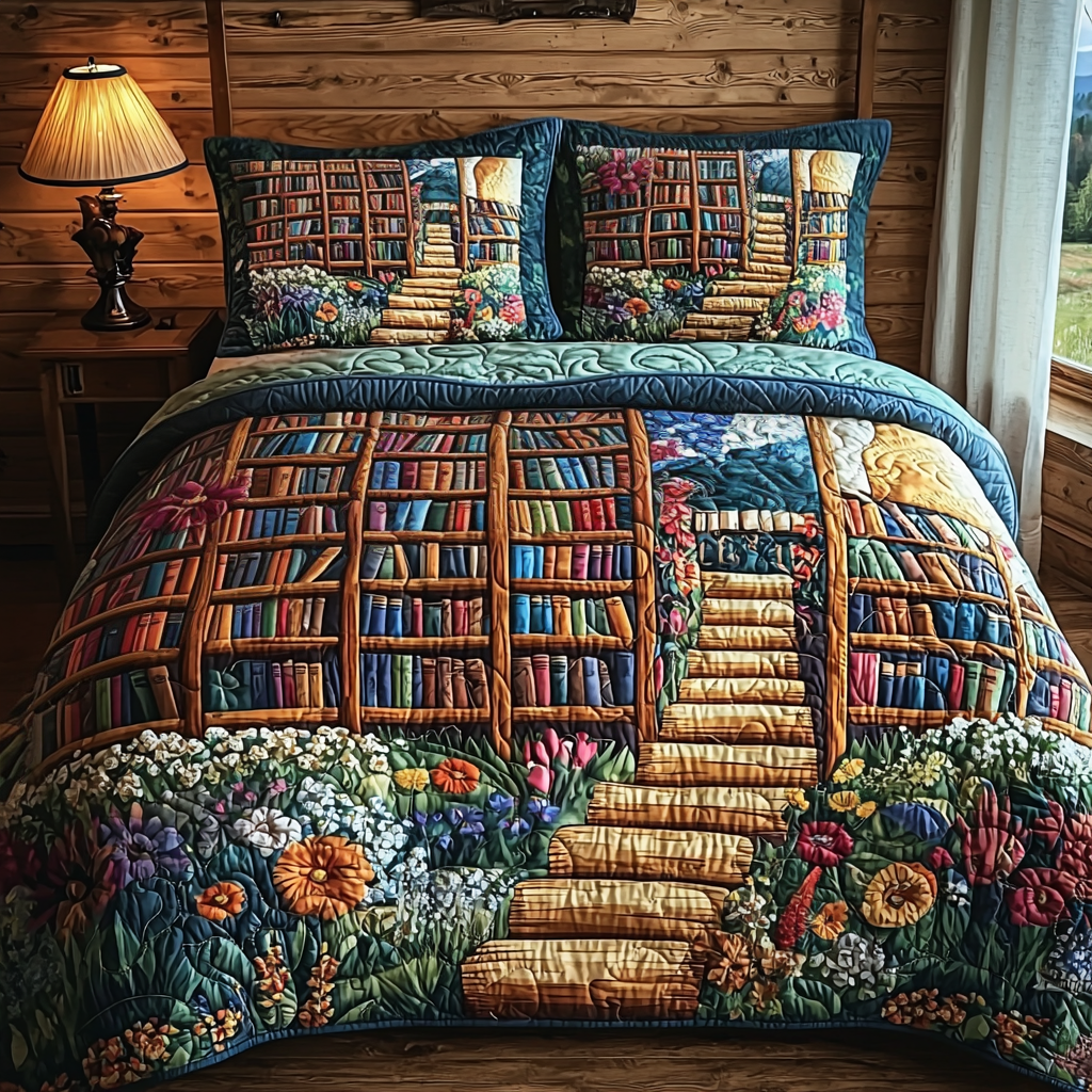 Storybook Garden Quilted Bedding Set Duvet Cover Merch Gifts For Book Lovers Nerd Storybook Garden Quilted Bedding Set Duvet Cover Merch Gifts For Book Lovers Nerd
