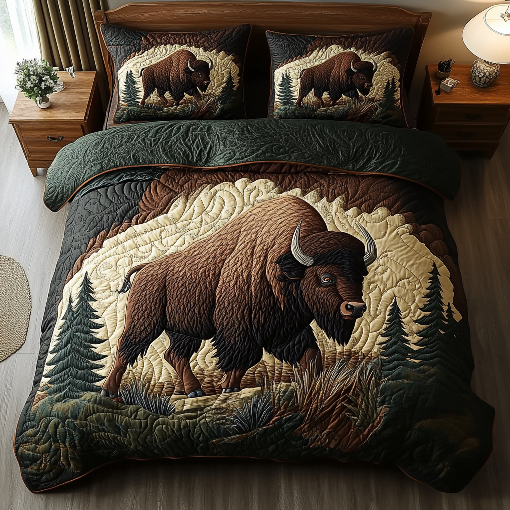 Strong Horizon Quilted Bedding Set Duvet Cover Bedspread Novelty Bison Gifts Strong Horizon Quilted Bedding Set Duvet Cover Bedspread Novelty Bison Gifts