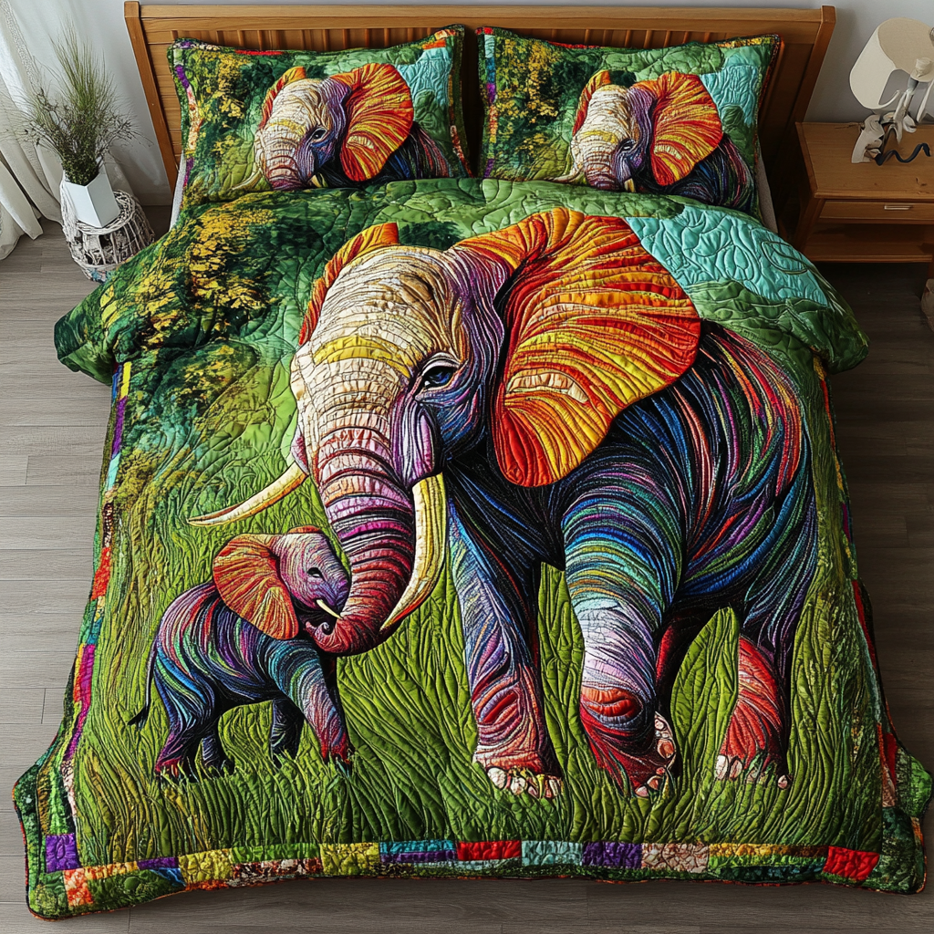 Strong Spirit Quilted Bedding Set Duvet Cover Bedspread Gift For Elephant Lovers Strong Spirit Quilted Bedding Set Duvet Cover Bedspread Gift For Elephant Lovers