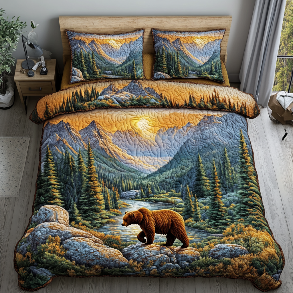 Strong Wilderness Quilted Bedding Set Duvet Cover Bedspread Unique Gifts For Bear Lovers Strong Wilderness Quilted Bedding Set Duvet Cover Bedspread Unique Gifts For Bear Lovers