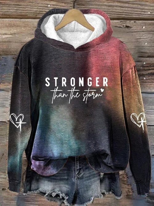 Stronger Than The Storm Hoodie Christian Cross Women's Hoodie Gifts For Ladies
