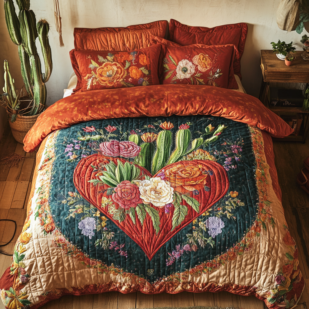 Succulent Soul Quilted Bedding Set Duvet Cover Bed Sheet Set Gift For Cactus Lover Succulent Soul Quilted Bedding Set Duvet Cover Bed Sheet Set Gift For Cactus Lover
