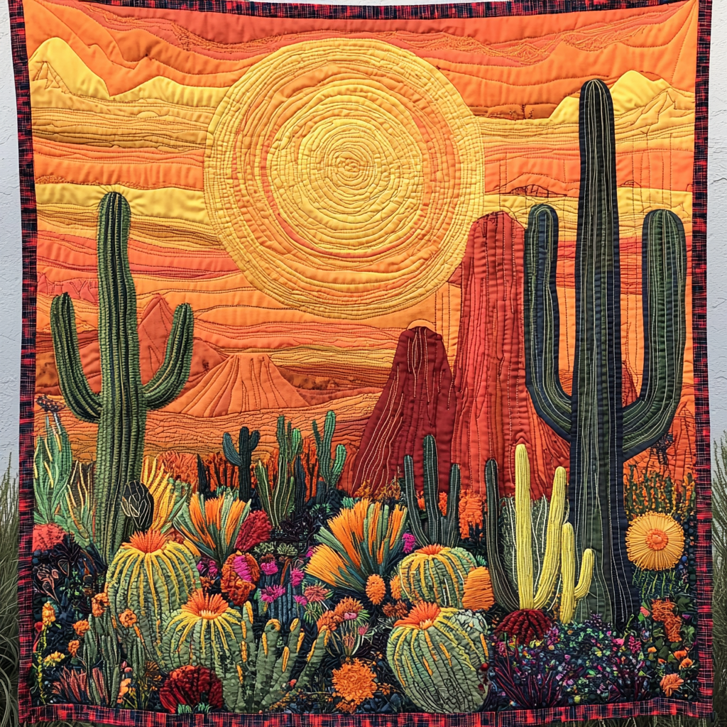 Succulent Symphony Quilted Blanket Cute Colorful Blanket Cactus Gifts For Mom Mother's Day Succulent Symphony Quilted Blanket Cute Colorful Blanket Cactus Gifts For Mom Mother's Day