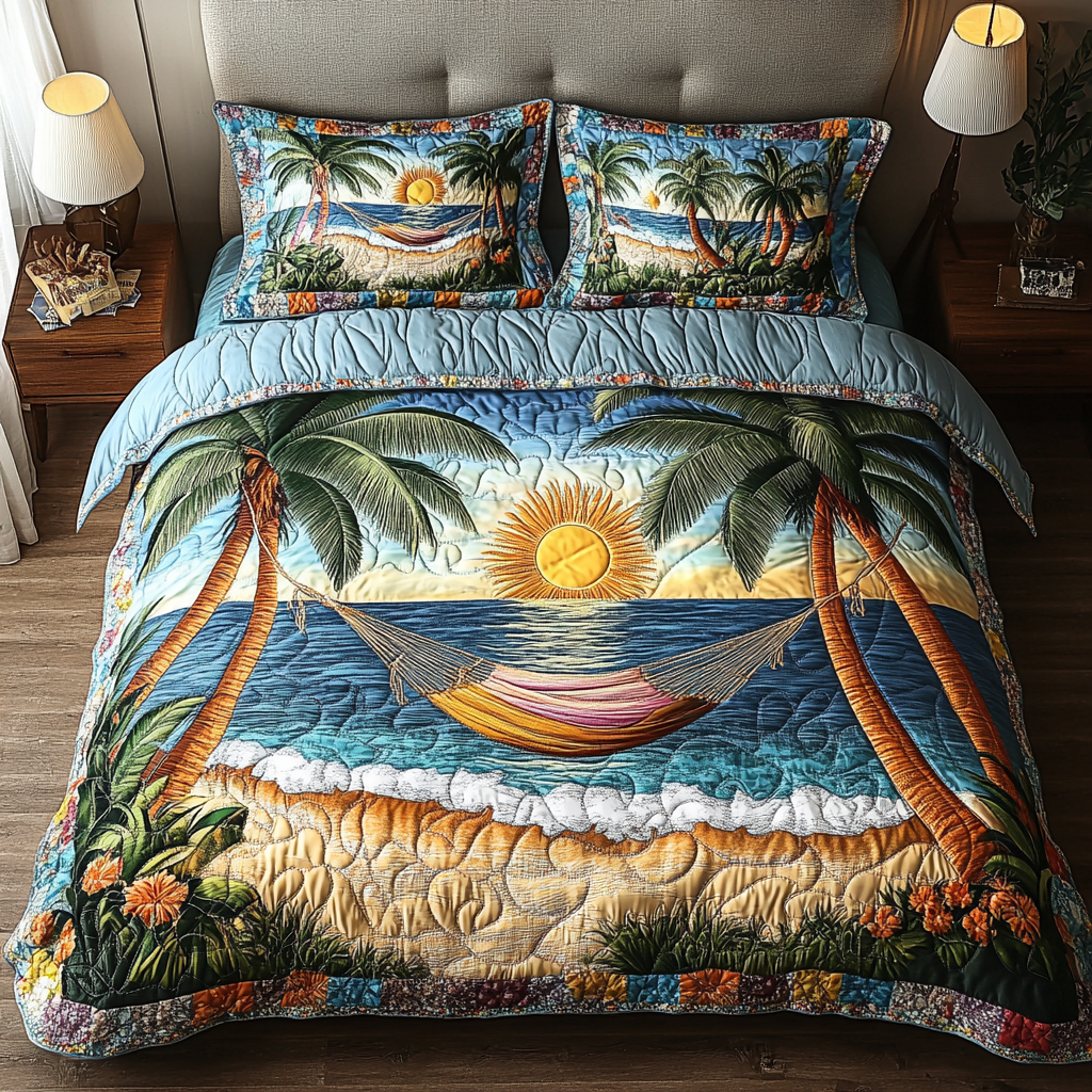 Summer Bliss Quilted Bedding Set Duvet Cover Bed Sheet Set Beach Lover Gifts For Her Summer Bliss Quilted Bedding Set Duvet Cover Bed Sheet Set Beach Lover Gifts For Her