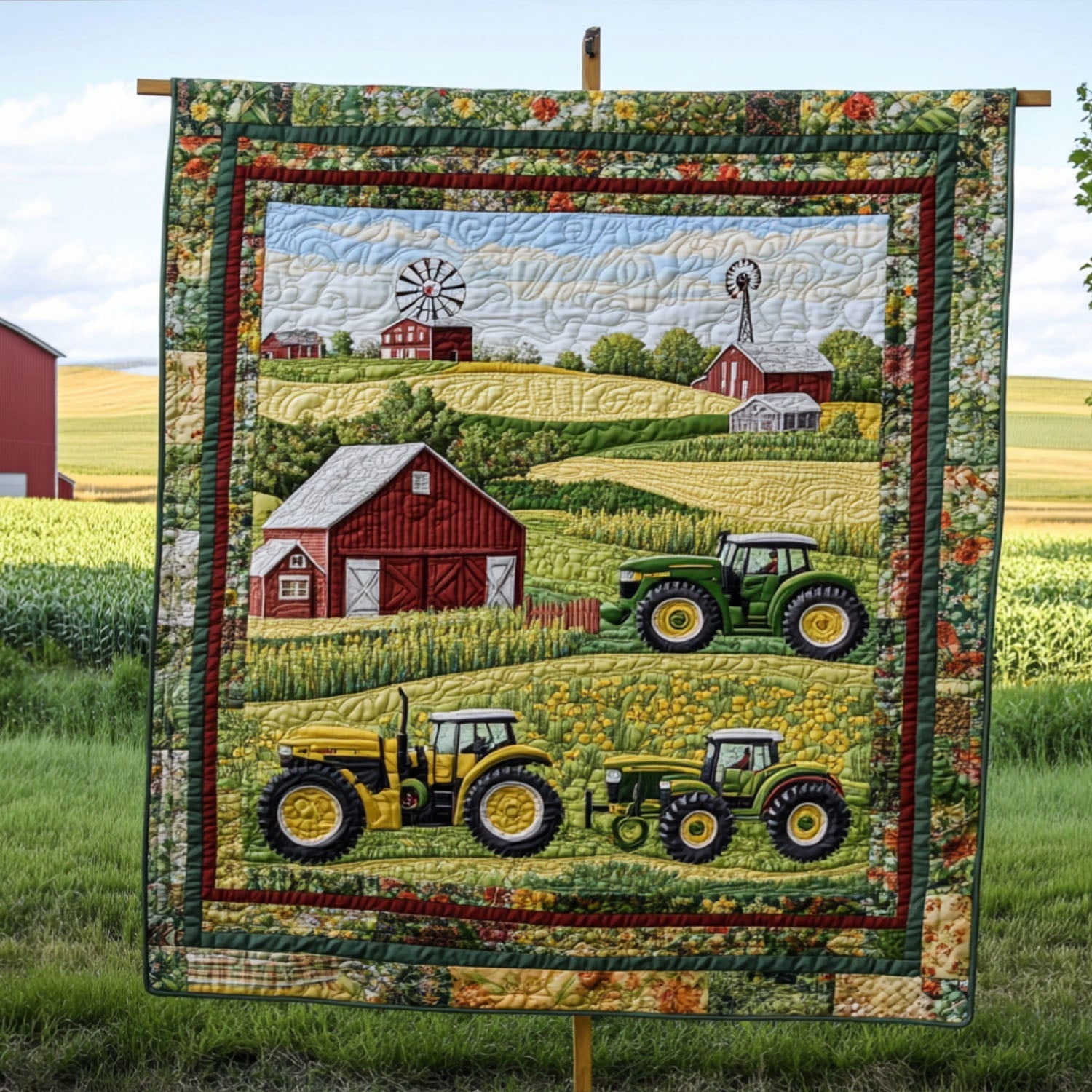 Summer Harvest Dreams Quilted Blanket Cute Throw Blanket Christmas Gifts For Tractor Lovers Summer Harvest Dreams Quilted Blanket Cute Throw Blanket Christmas Gifts For Tractor Lovers