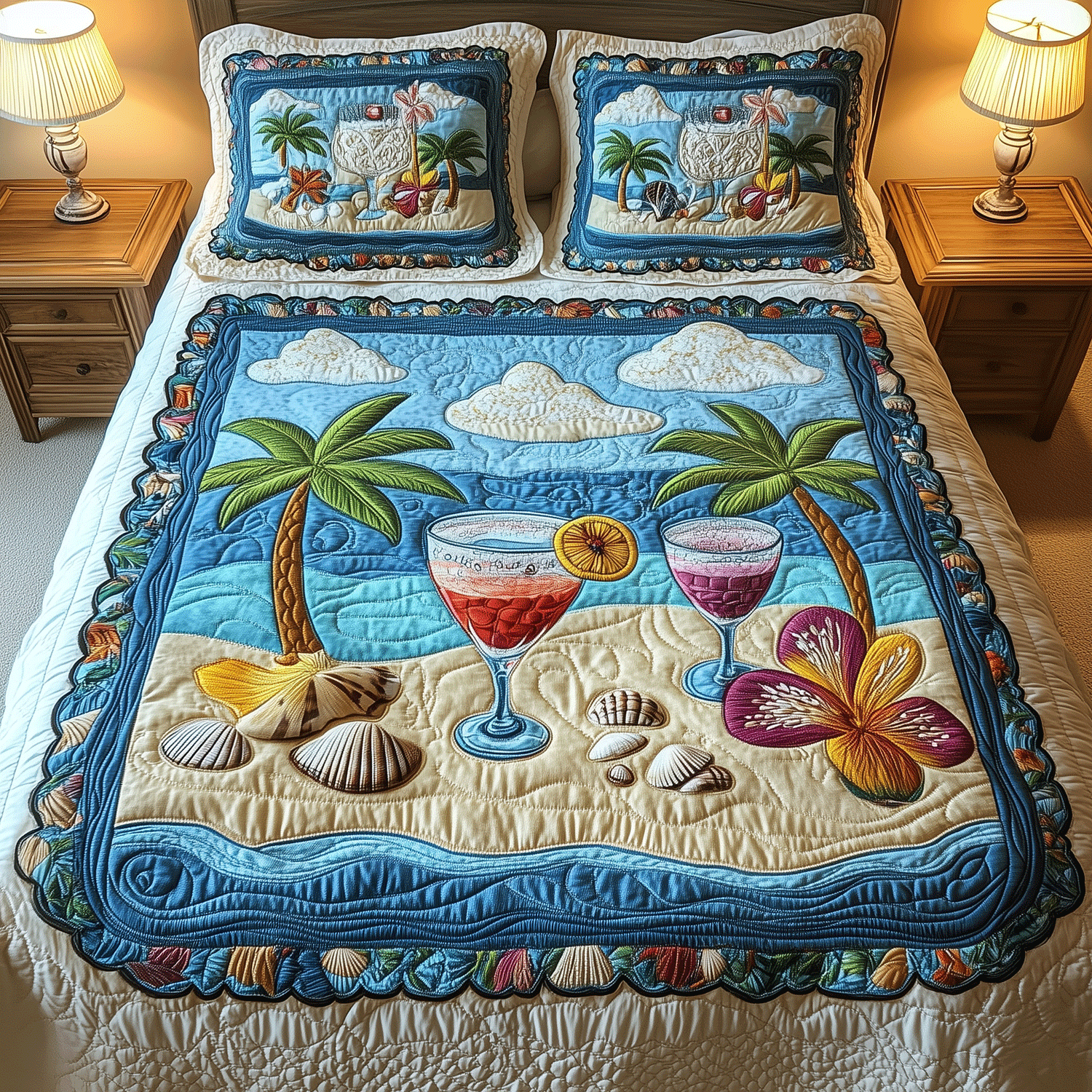 Summer Paradise Quilted Bedding Set Duvet Cover Bedspread Presents For Ocean Lovers Summer Paradise Quilted Bedding Set Duvet Cover Bedspread Presents For Ocean Lovers
