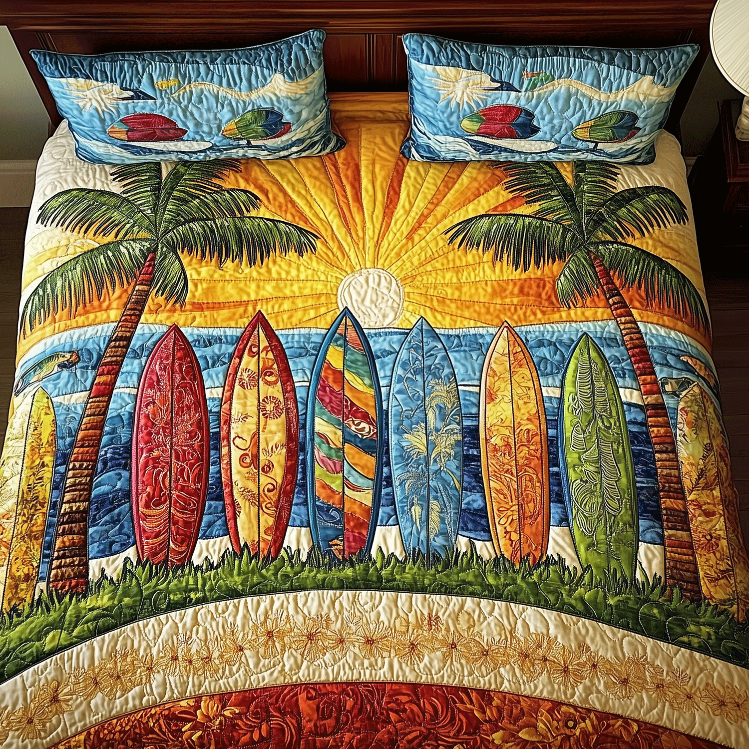 Summer Surf Quilted Bedding Set Duvet Cover Bedspread Presents For Ocean Lovers Summer Surf Quilted Bedding Set Duvet Cover Bedspread Presents For Ocean Lovers