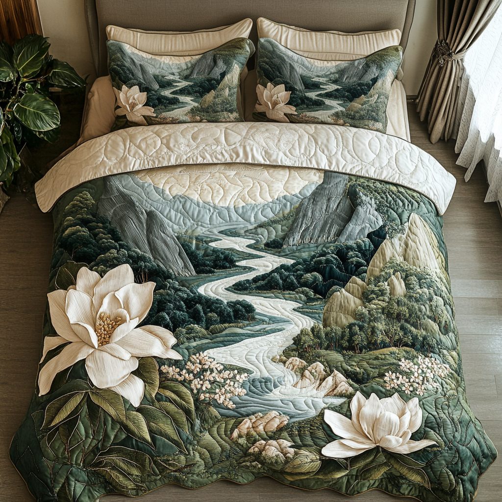 Summit Blossom Quilted Bedding Set Duvet Cover Bedspread Flower Gifts For Women Summit Blossom Quilted Bedding Set Duvet Cover Bedspread Flower Gifts For Women