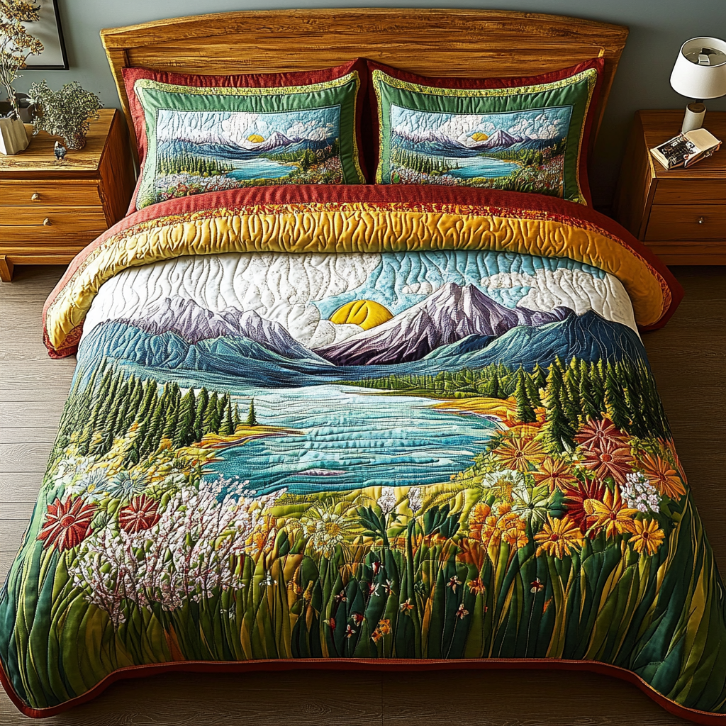 Summit View Quilted Bedding Set Duvet Cover Bed Sheet Set Forest Themed Gifts Summit View Quilted Bedding Set Duvet Cover Bed Sheet Set Forest Themed Gifts