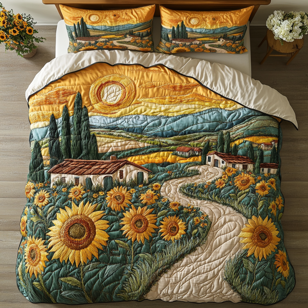 Sun Bloom Quilted Bedding Set Duvet Cover Bedspreads Sunflower Birthday Gifts Sun Bloom Quilted Bedding Set Duvet Cover Bedspreads Sunflower Birthday Gifts