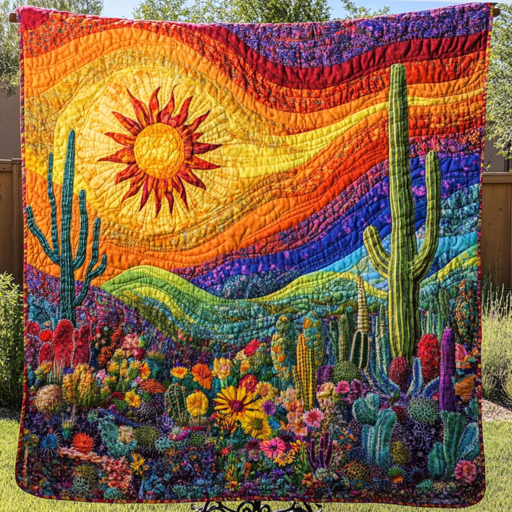 Sunburst Dunes Quilted Blanket Cute Colorful Blanket Novelty Cactus Gifts Shunshine Sunburst Dunes Quilted Blanket Cute Colorful Blanket Novelty Cactus Gifts Shunshine