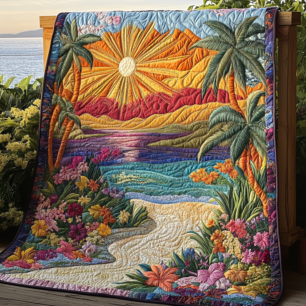 Sunburst Serenity Quilted Blanket Cute Colorful Blanket Gifts For Mom Who Has Everything