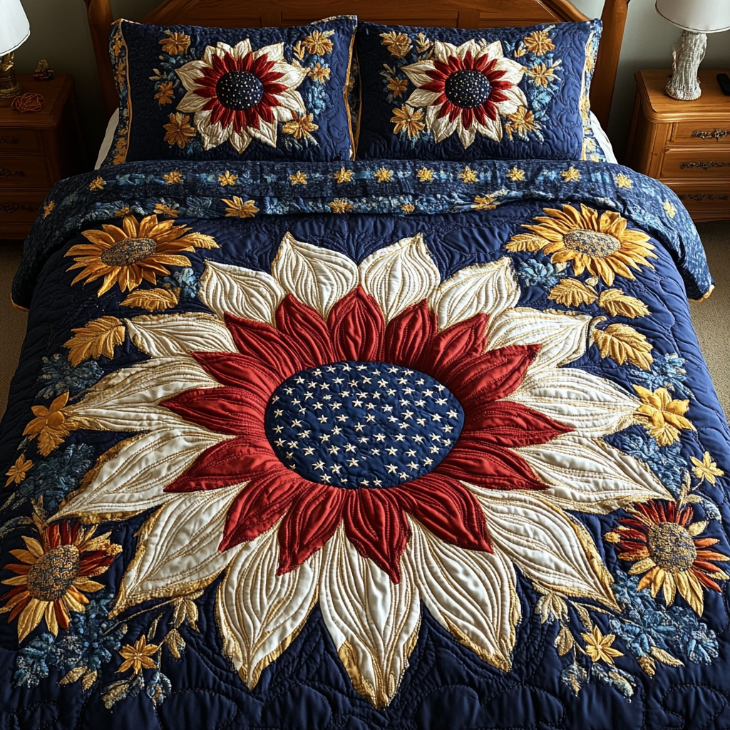 Sunflower Americana Quilted Bedding Set Duvet Cover Merch Flower Arrangement Ideas Sunflower Americana Quilted Bedding Set Duvet Cover Merch Flower Arrangement Ideas