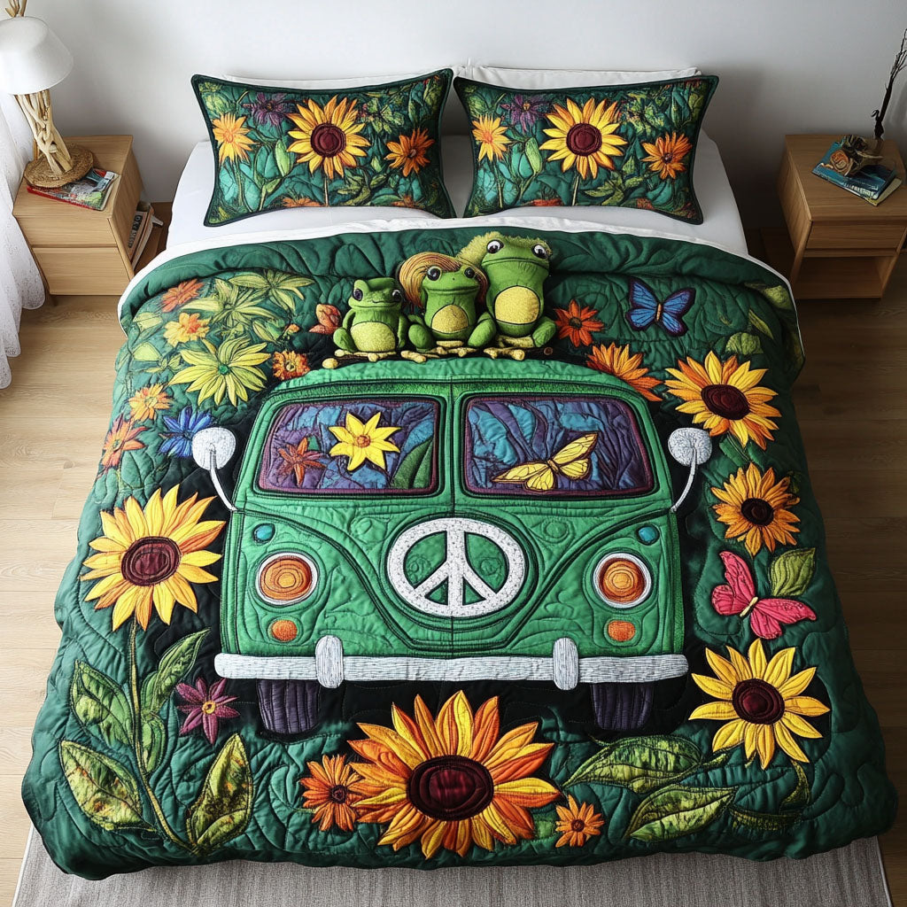 Sunflower Caravan Quilted Bedding Set Duvet Cover Bed Sheet Set Best Gifts For Hippie Boyfriend Sunflower Caravan Quilted Bedding Set Duvet Cover Bed Sheet Set Best Gifts For Hippie Boyfriend