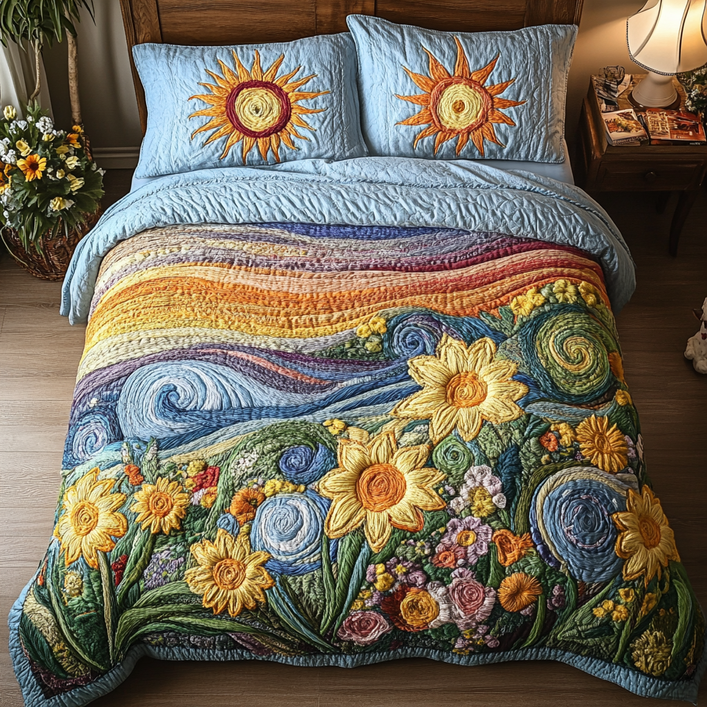 Sunflower Dream Quilted Bedding Set Duvet Cover Bedspread Sunflower Mother's Day Gifts Sunflower Dream Quilted Bedding Set Duvet Cover Bedspread Sunflower Mother's Day Gifts