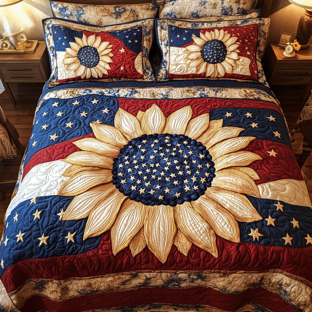 Sunflower Flag Quilted Bedding Set Duvet Cover Merch Sunflower Gifts For Women Sunflower Flag Quilted Bedding Set Duvet Cover Merch Sunflower Gifts For Women