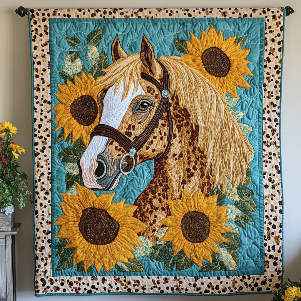 Sunflower Grace Quilted Blanket Cute Throw Blanket Retirement Gifts For Horse Lovers Sunflower Grace Quilted Blanket Cute Throw Blanket Retirement Gifts For Horse Lovers