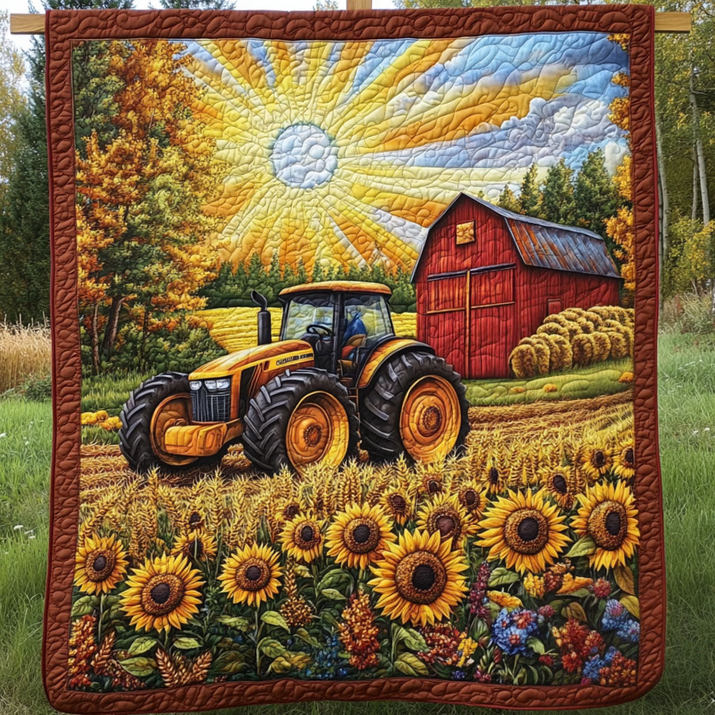 Sunflower Harvest Quilted Blanket Sofa Throw Blanket Gifts For Tractor Drivers Sunflower Harvest Quilted Blanket Sofa Throw Blanket Gifts For Tractor Drivers