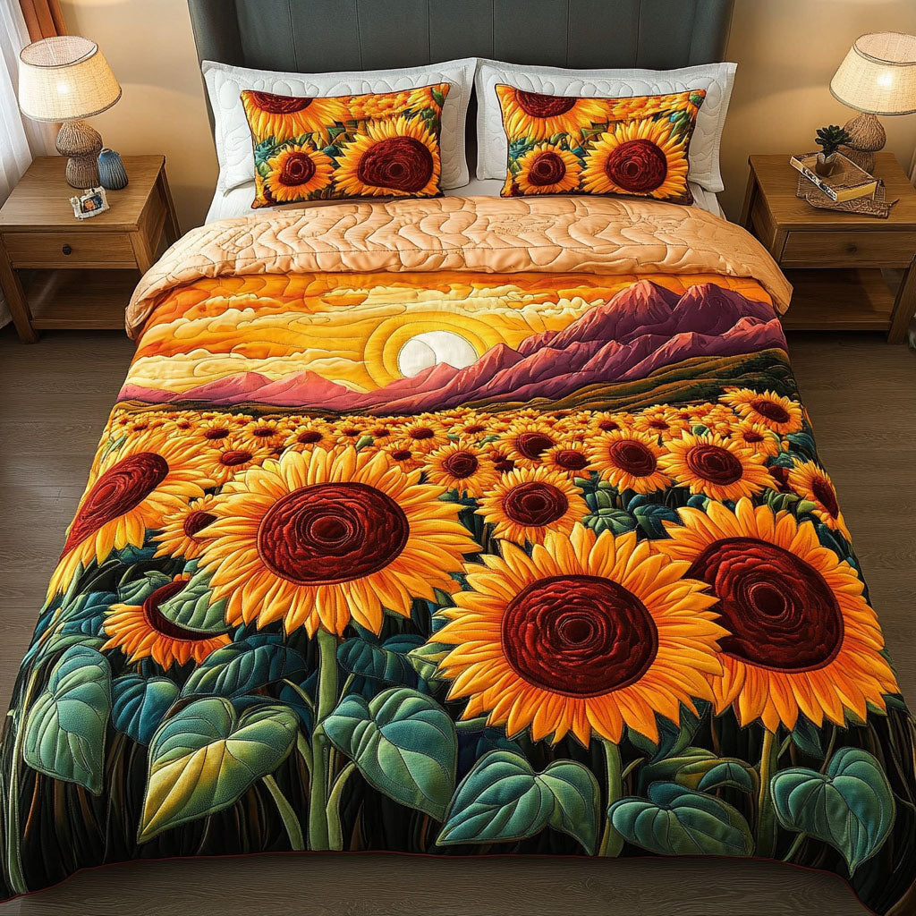 Sunflower Horizon Quilted Bedding Set Duvet Cover Bedspread Sunflower Birthday Gifts Sunflower Horizon Quilted Bedding Set Duvet Cover Bedspread Sunflower Birthday Gifts