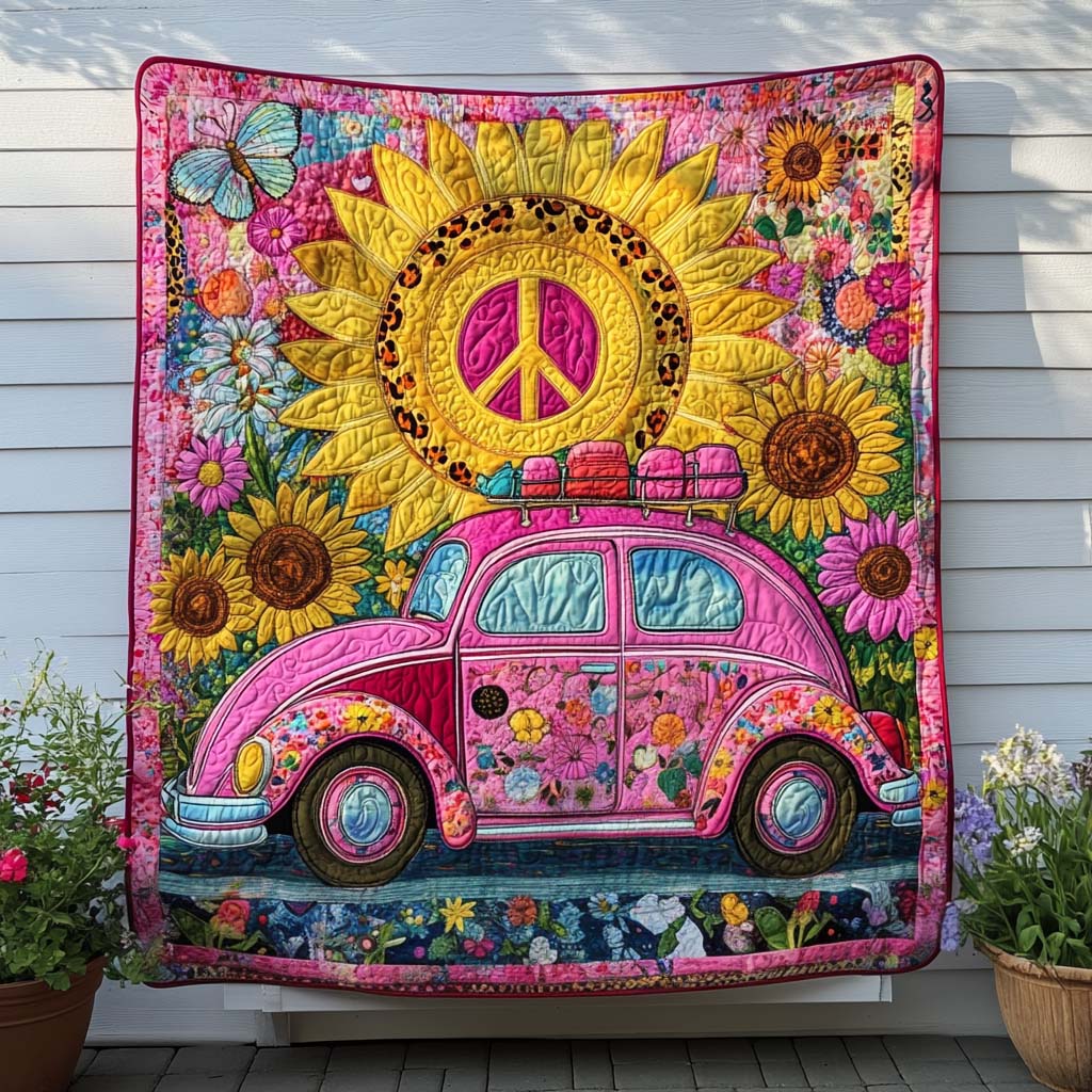 Sunflower Journey Quilted Blanket Nice Throw Blanket Gifts For Hippie Couples Sunflower Journey Quilted Blanket Nice Throw Blanket Gifts For Hippie Couples