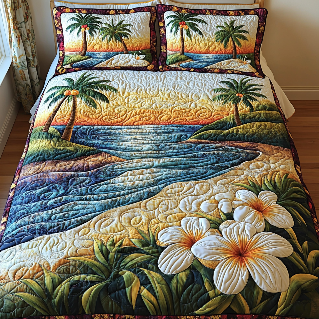 Sunlit Flowers Quilted Bedding Set Duvet Cover Bedspread Gifts For Flower Enthusiasts