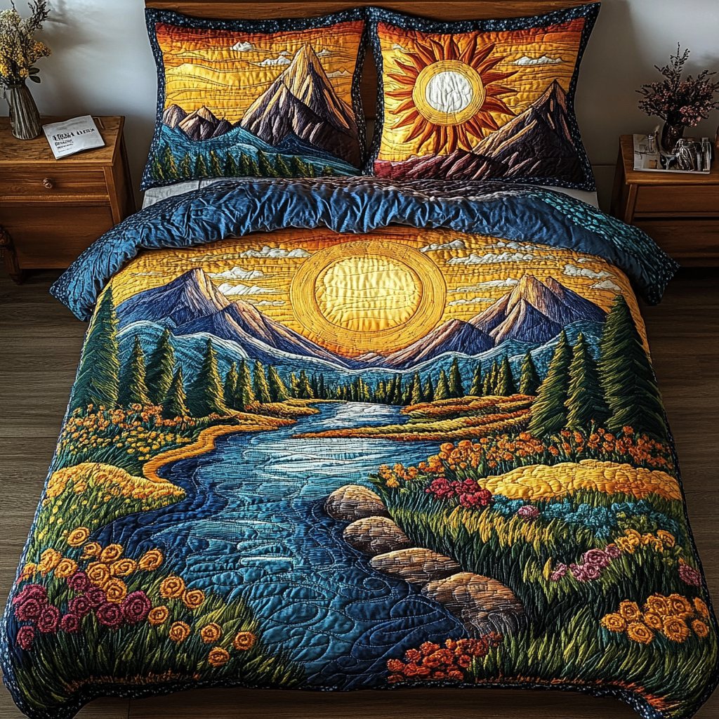 Sunlit Hills Quilted Bedding Set Duvet Cover Bedspread Best Presents For Grandmas Sunlit Hills Quilted Bedding Set Duvet Cover Bedspread Best Presents For Grandmas