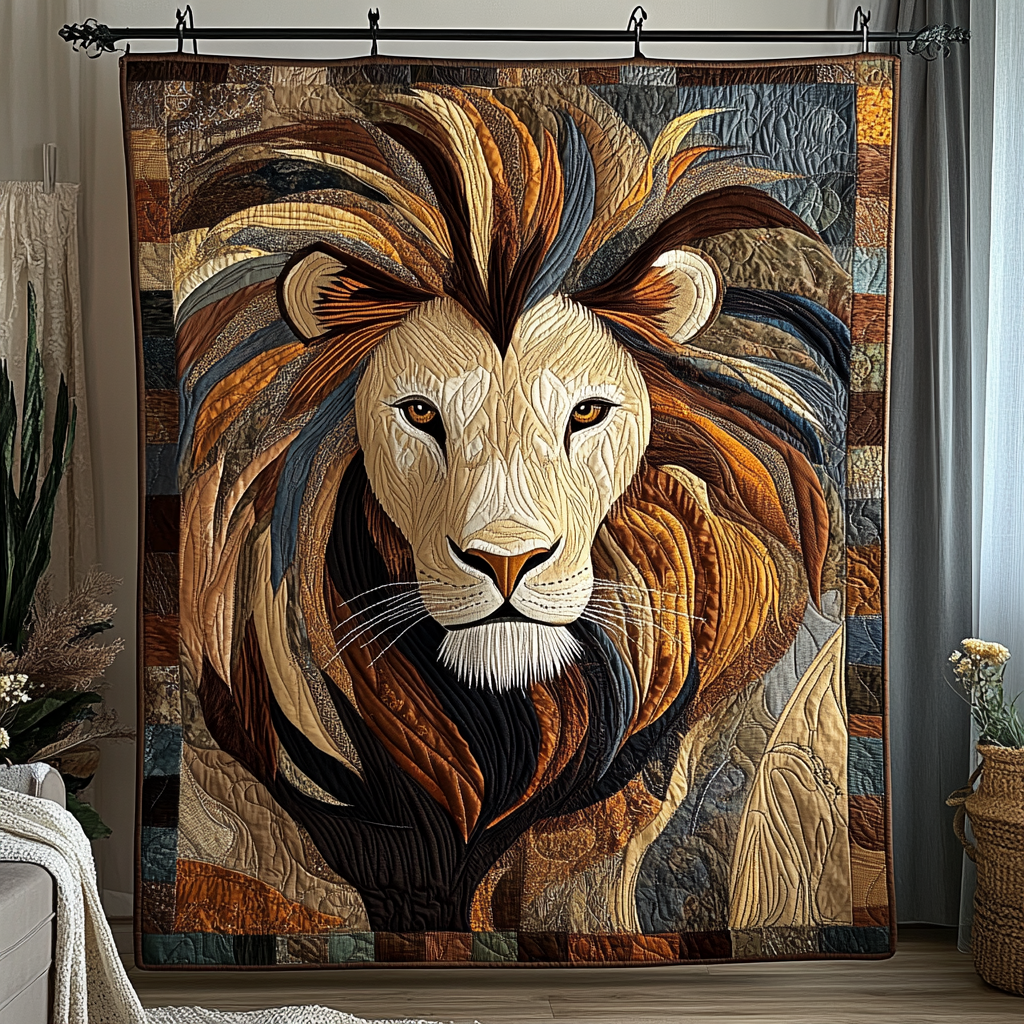 Sunlit Majesty Quilted Blanket Cute Colorful Blanket Best Lion Gifts For Him Sunlit Majesty Quilted Blanket Cute Colorful Blanket Best Lion Gifts For Him