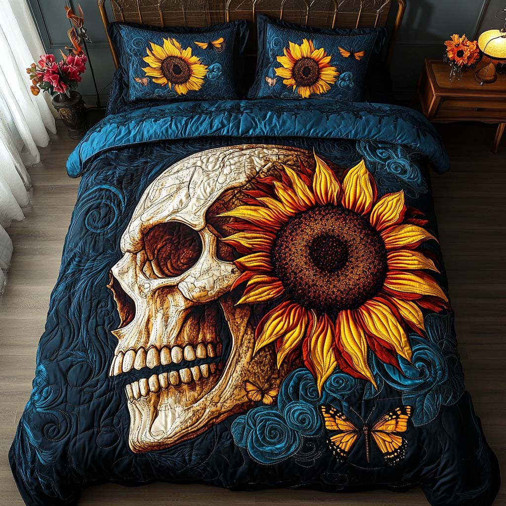 Sunlit Skull Quilted Bedding Set Duvet Cover Bed Sheet Set Sugar Skull Birthday Gifts Sunlit Skull Quilted Bedding Set Duvet Cover Bed Sheet Set Sugar Skull Birthday Gifts