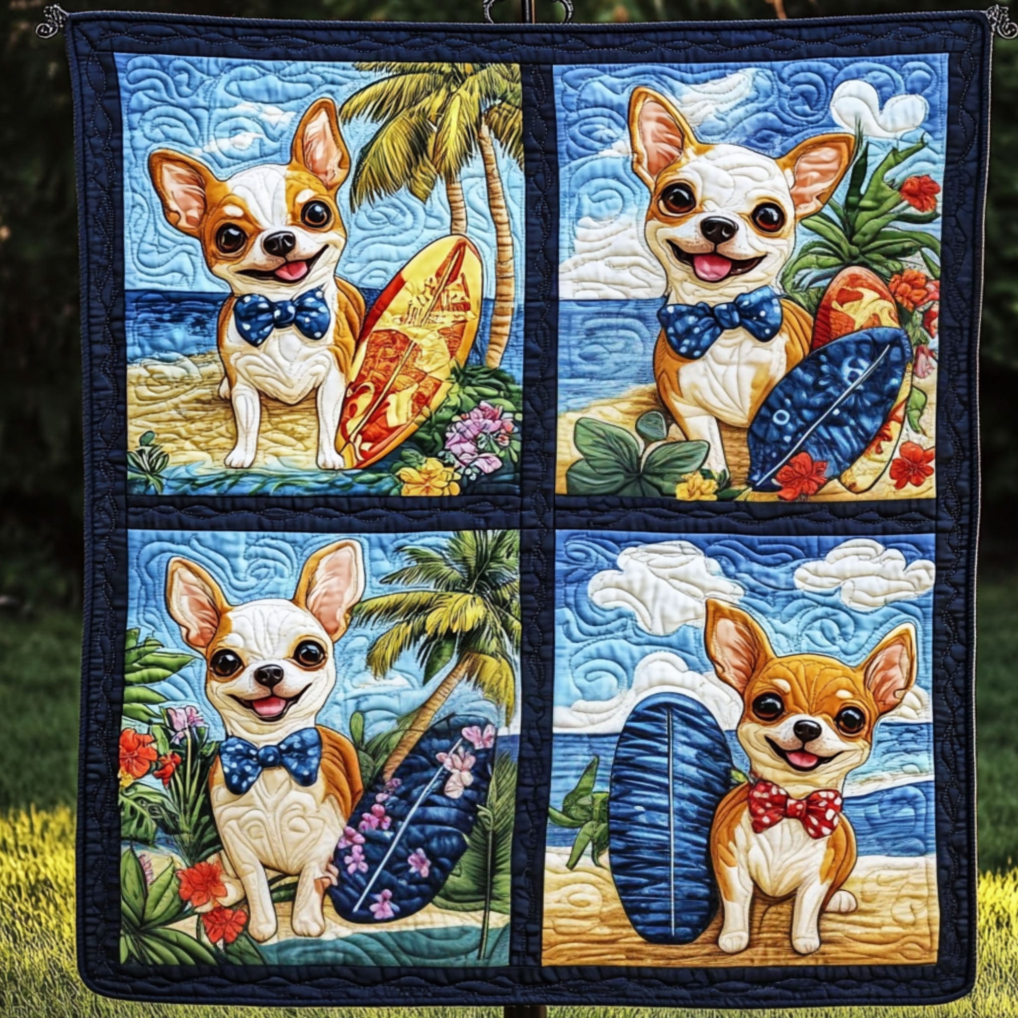 Sunny Day Quilted Blanket Cute Colorful Blanket Chihuahua Gifts Items Sunny Day Quilted Blanket Cute Colorful Blanket Chihuahua Gifts Items