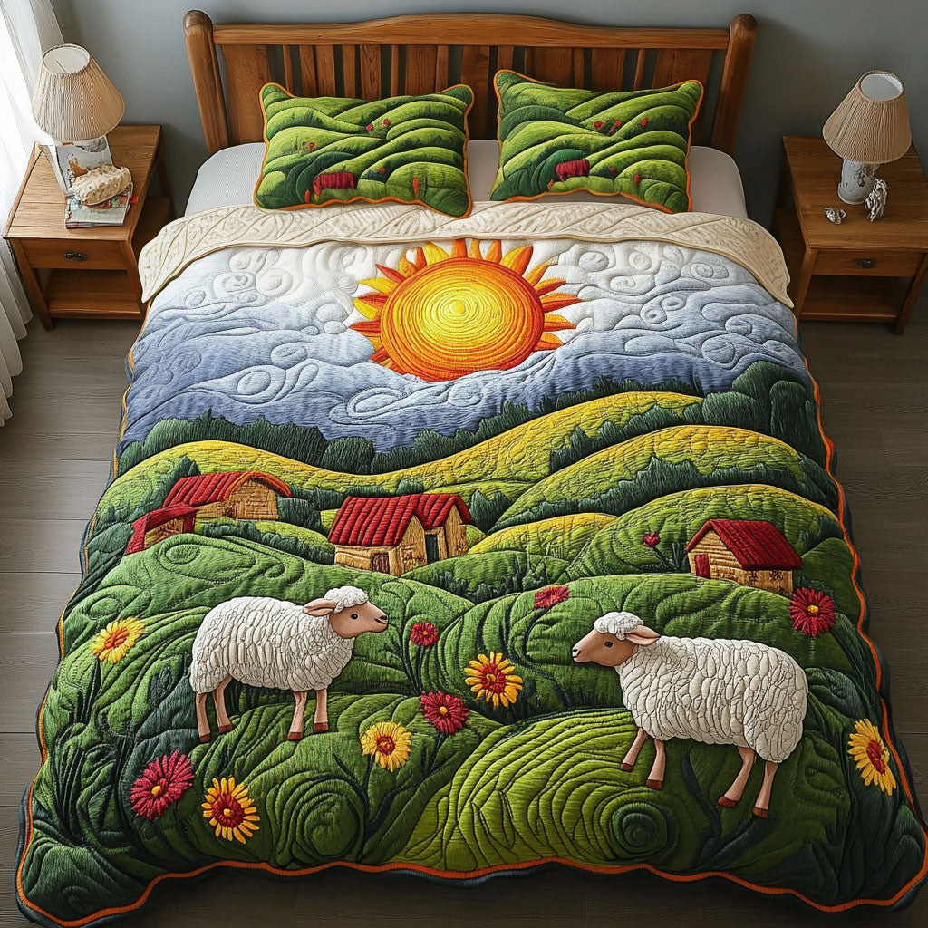 Sunny Hills Sheep Quilted Bedding Set Duvet Cover Bedspread Novelty Sheep Gifts Sunny Hills Sheep Quilted Bedding Set Duvet Cover Bedspread Novelty Sheep Gifts