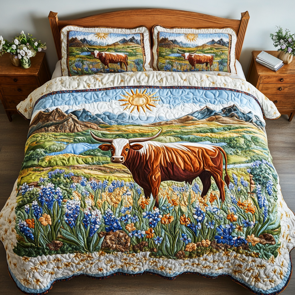 Sunny Pastures Quilted Bedding Set Duvet Cover Bedspread Unique Texas Gifts Sunny Pastures Quilted Bedding Set Duvet Cover Bedspread Unique Texas Gifts