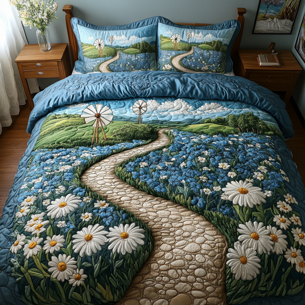 Sunny Pathway Quilted Bedding Set Duvet Cover Bed Sheet Set Daisy Related Gifts Sunny Pathway Quilted Bedding Set Duvet Cover Bed Sheet Set Daisy Related Gifts