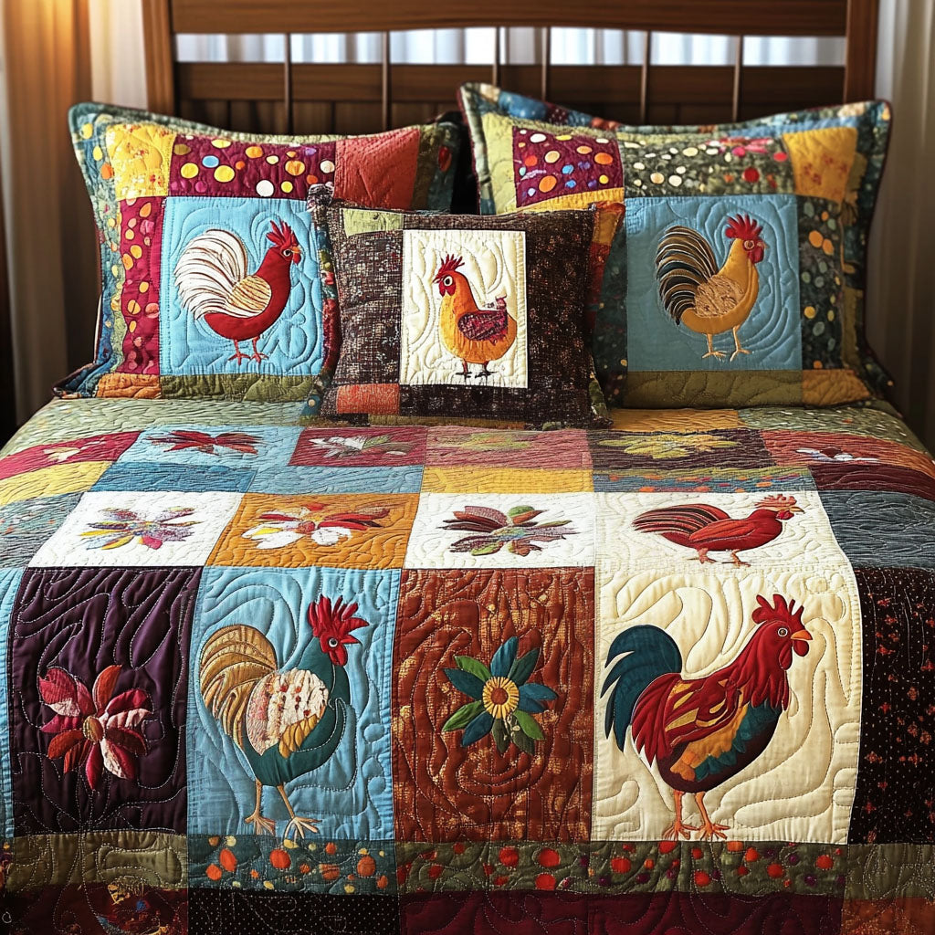 Sunny Rooster Quilted Bedding Set Duvet Cover Merch Gifts For Chicken Famers Sunny Rooster Quilted Bedding Set Duvet Cover Merch Gifts For Chicken Famers