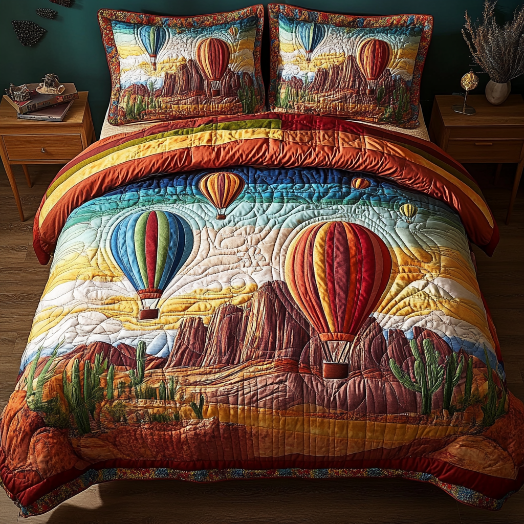 Sunset Flight Quilted Bedding Set Duvet Cover Bedspread Best Cactus Gifts