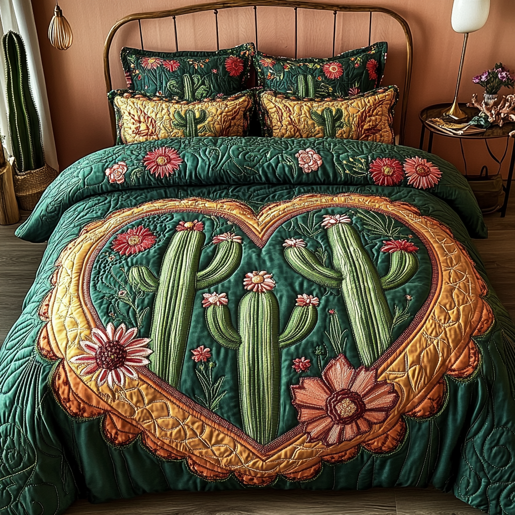 Sunset Garden Quilted Bedding Set Duvet Cover Bed Sheet Set Cactus Gifts For Him Sunset Garden Quilted Bedding Set Duvet Cover Bed Sheet Set Cactus Gifts For Him