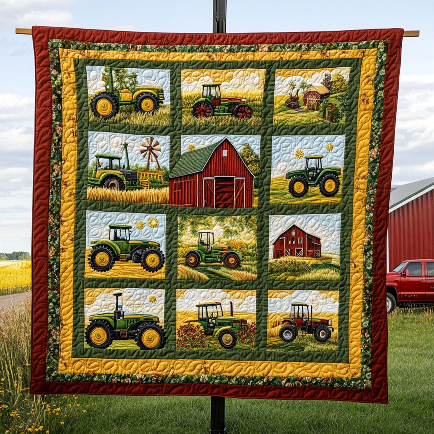 Sunset Harvest Quilted Blanket Cute Throw Blanket Farmall Christmas Gifts Sunset Harvest Quilted Blanket Cute Throw Blanket Farmall Christmas Gifts