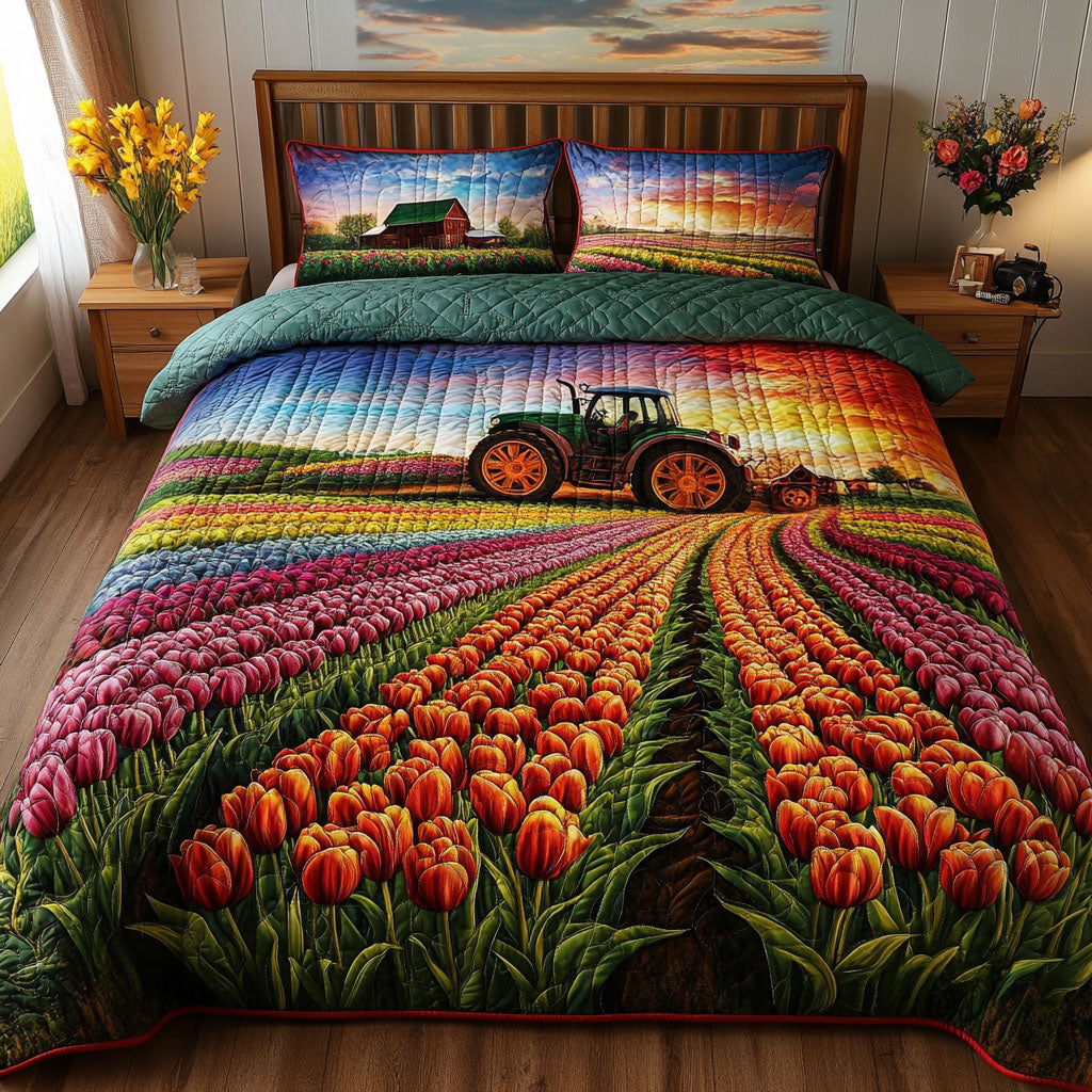 Sunset Harvest Rows Quilted Bedding Set Duvet Cover Bed Sheet Set Tulip Lovers Gifts For Her Sunset Harvest Rows Quilted Bedding Set Duvet Cover Bed Sheet Set Tulip Lovers Gifts For Her