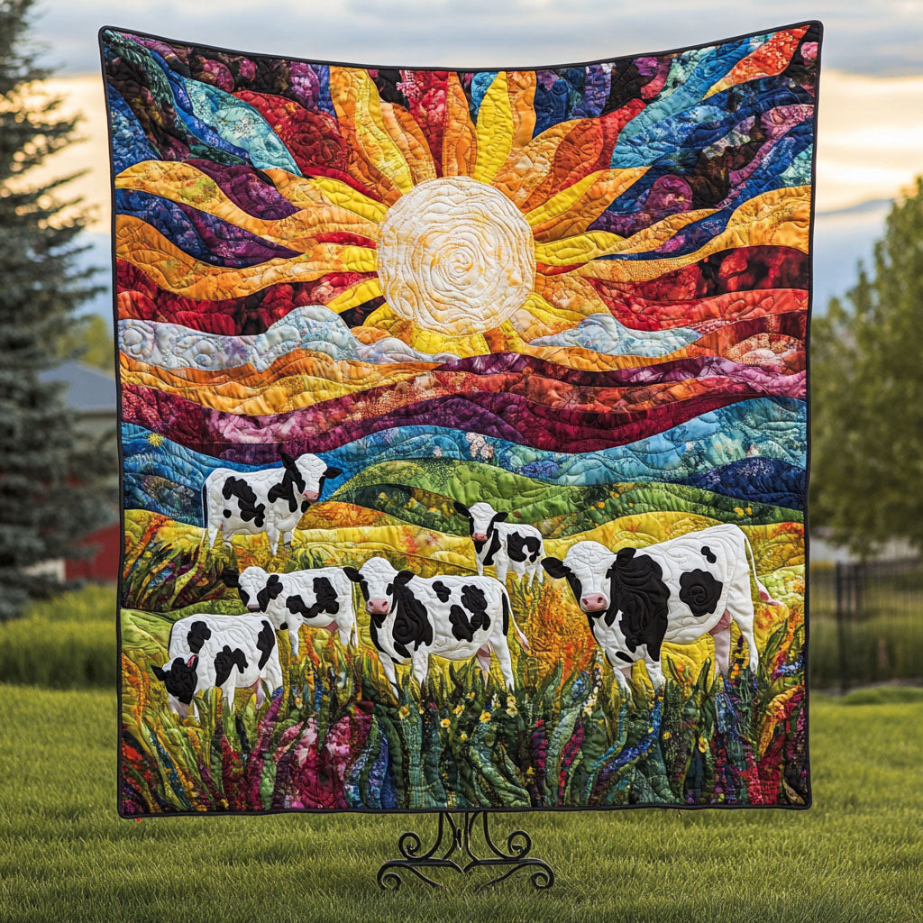 Sunset Herd Quilted Blanket Cute Throw Blanket Cow Themed Stuff Sunset Herd Quilted Blanket Cute Throw Blanket Cow Themed Stuff