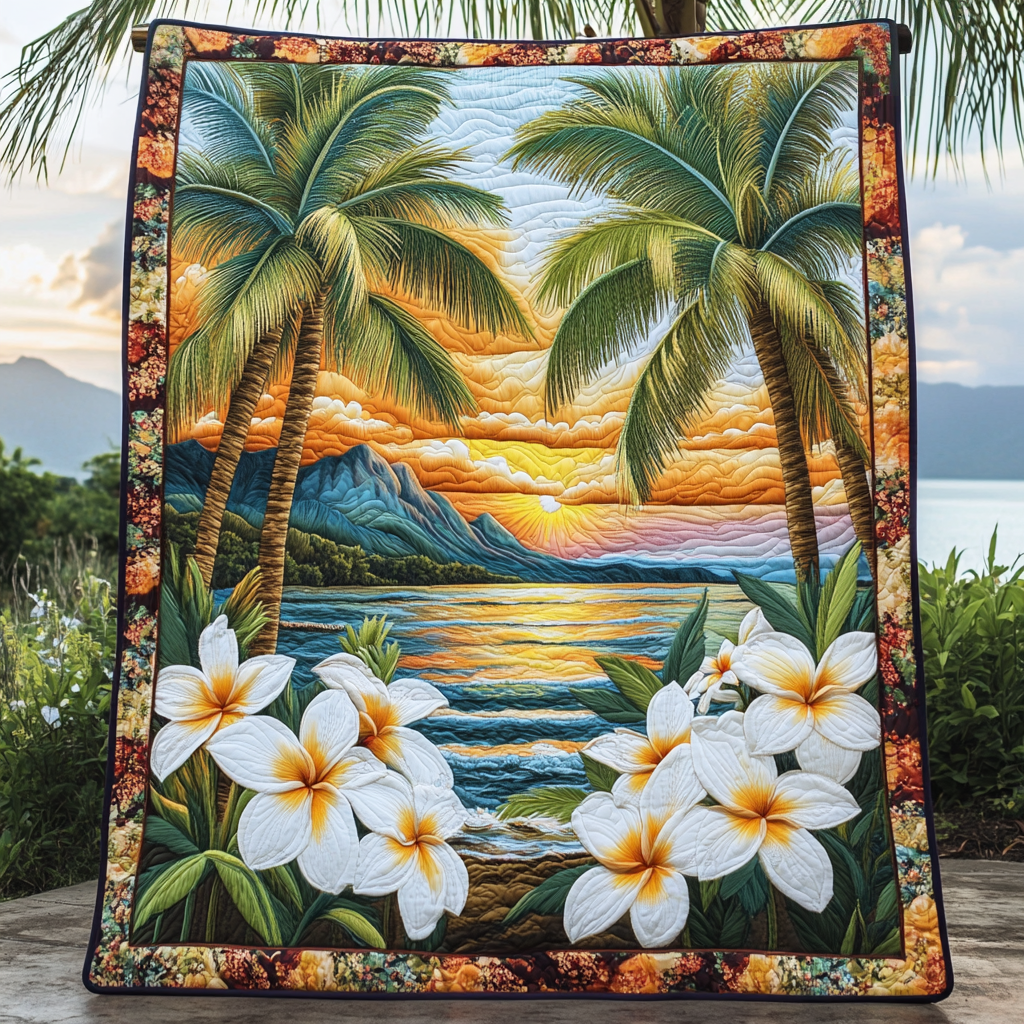 Sunset Horizon Quilted Blanket Cute Colorful Blanket Gift For Ocean Lover Sunset Horizon Quilted Blanket Cute Colorful Blanket Gift For Ocean Lover