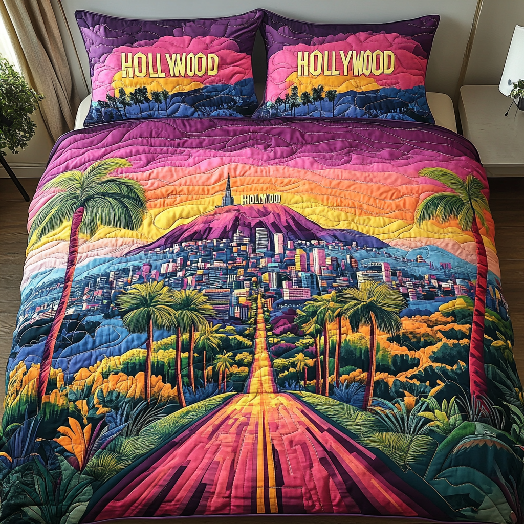 Sunset Los Angeles Quilted Bedding Set Duvet Cover Bedspread Christmas Gifts For My Brother Sunset Los Angeles Quilted Bedding Set Duvet Cover Bedspread Christmas Gifts For My Brother