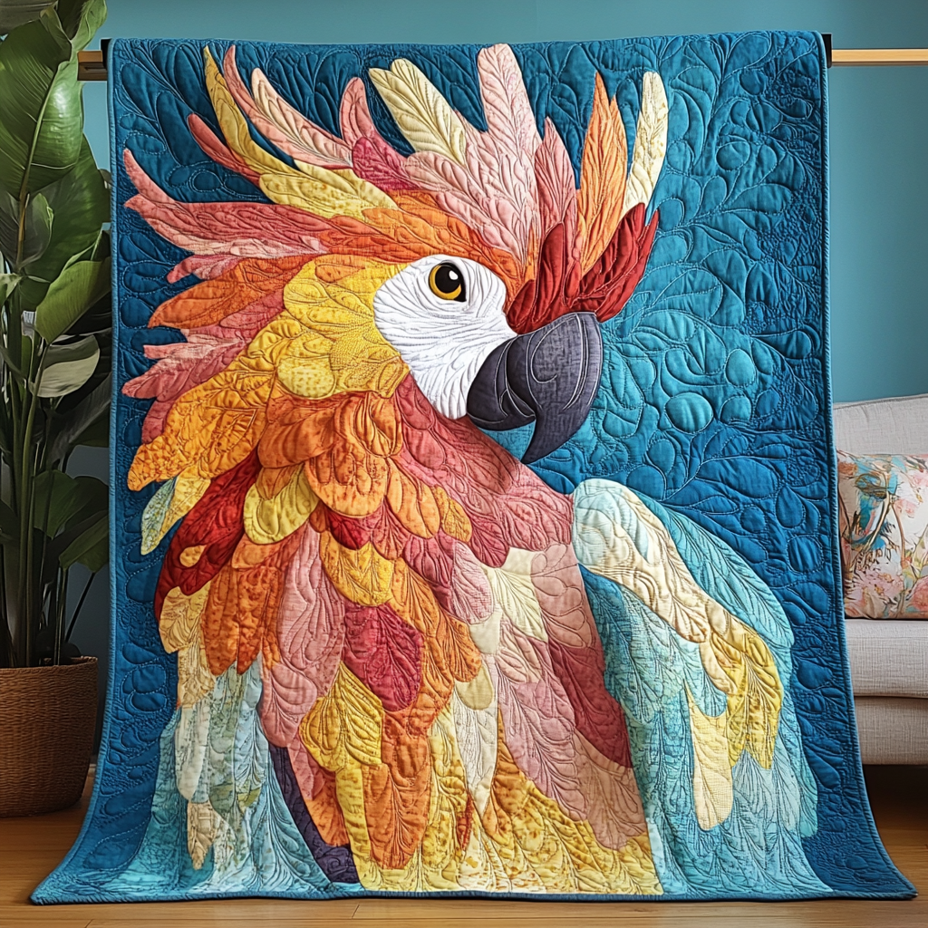 Sunset Perch Quilted Blanket Cute Throw Blanket Cockatoo Bird Gift Sunset Perch Quilted Blanket Cute Throw Blanket Cockatoo Bird Gift