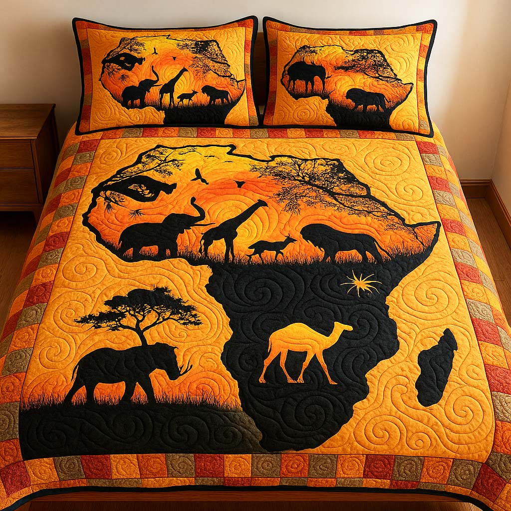 Sunset Savannah Map Quilted Bedding Set Duvet Cover Bedspreads Black Women Juneteenth Gifts Sunset Savannah Map Quilted Bedding Set Duvet Cover Bedspreads Black Women Juneteenth Gifts