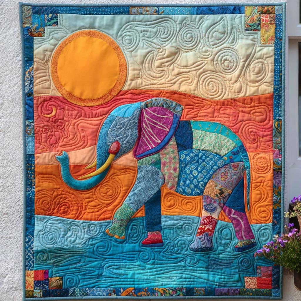Sunset Stride Quilted Blanket Nice Throw Blanket Elephant Love Gifts For Her Sunset Stride Quilted Blanket Nice Throw Blanket Elephant Love Gifts For Her