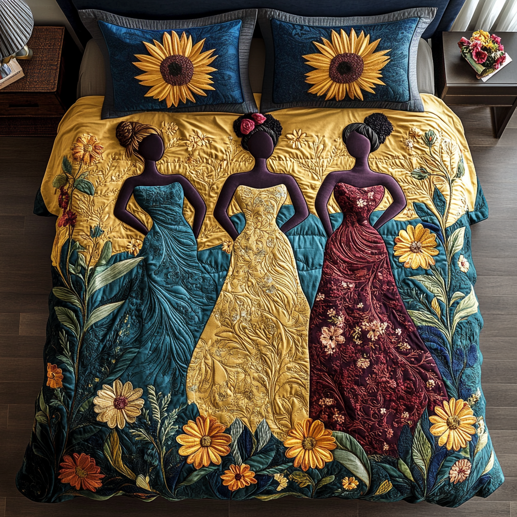 Sunset Unity Quilted Bedding Set Duvet Cover Merch Sunflower Birthday Gifts