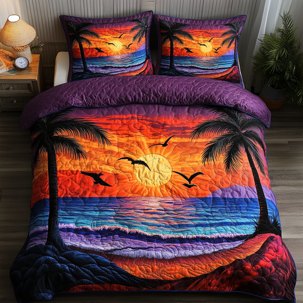 Sunset Vibes Quilted Bedding Set Duvet Cover Bedspread Beach Related Gifts Sunset Vibes Quilted Bedding Set Duvet Cover Bedspread Beach Related Gifts