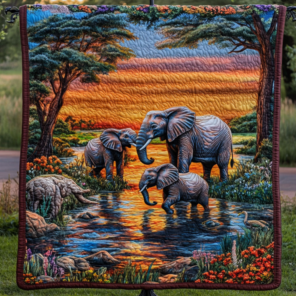Sunset Walk Quilted Blanket Cute Throw Blanket Christmas Gift Ideas For Elephant Lovers Sunset Walk Quilted Blanket Cute Throw Blanket Christmas Gift Ideas For Elephant Lovers