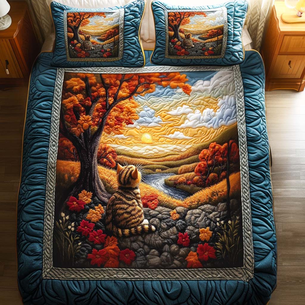 Sunset Watch Quilted Bedding Set Duvet Cover Bed Sheet Set Present Ideas For Cat Lovers Sunset Watch Quilted Bedding Set Duvet Cover Bed Sheet Set Present Ideas For Cat Lovers