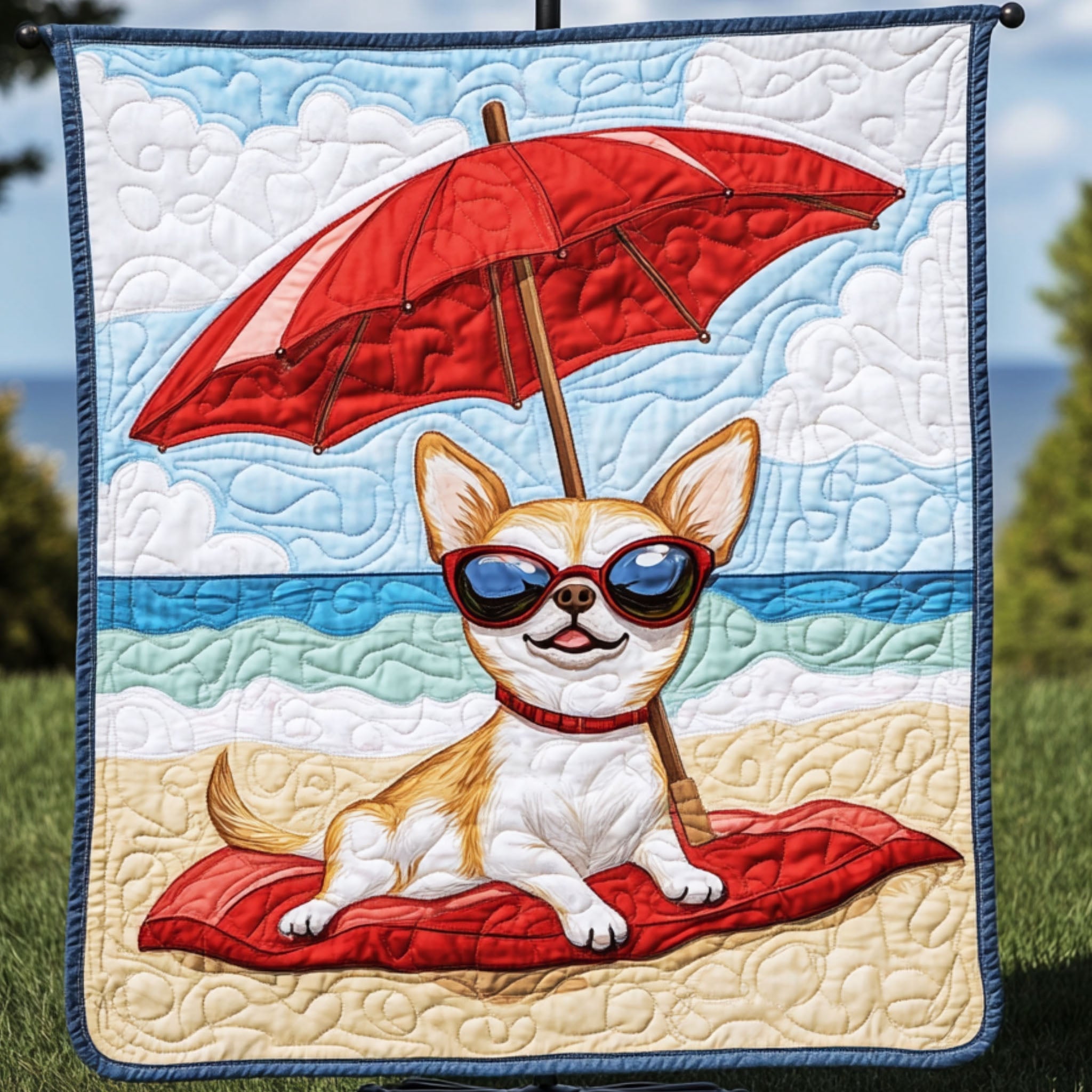 Sunshine Bliss Quilted Blanket Cute Colorful Blanket Best Chihuahua Gifts