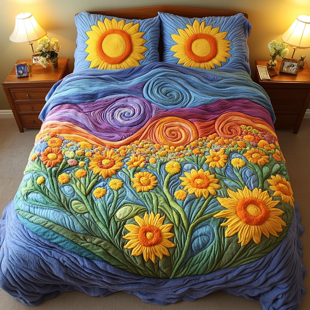 Sunshine Bloom Quilted Bedding Set Duvet Cover Bedspread Sunflower Gifts For Grandma Sunshine Bloom Quilted Bedding Set Duvet Cover Bedspread Sunflower Gifts For Grandma